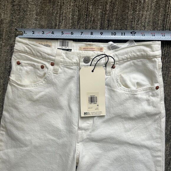Levi's Ribcage Straight Ankle White Jeans, NWT, Size 29 x 27 (8), NWT - Picture 8 of 10
